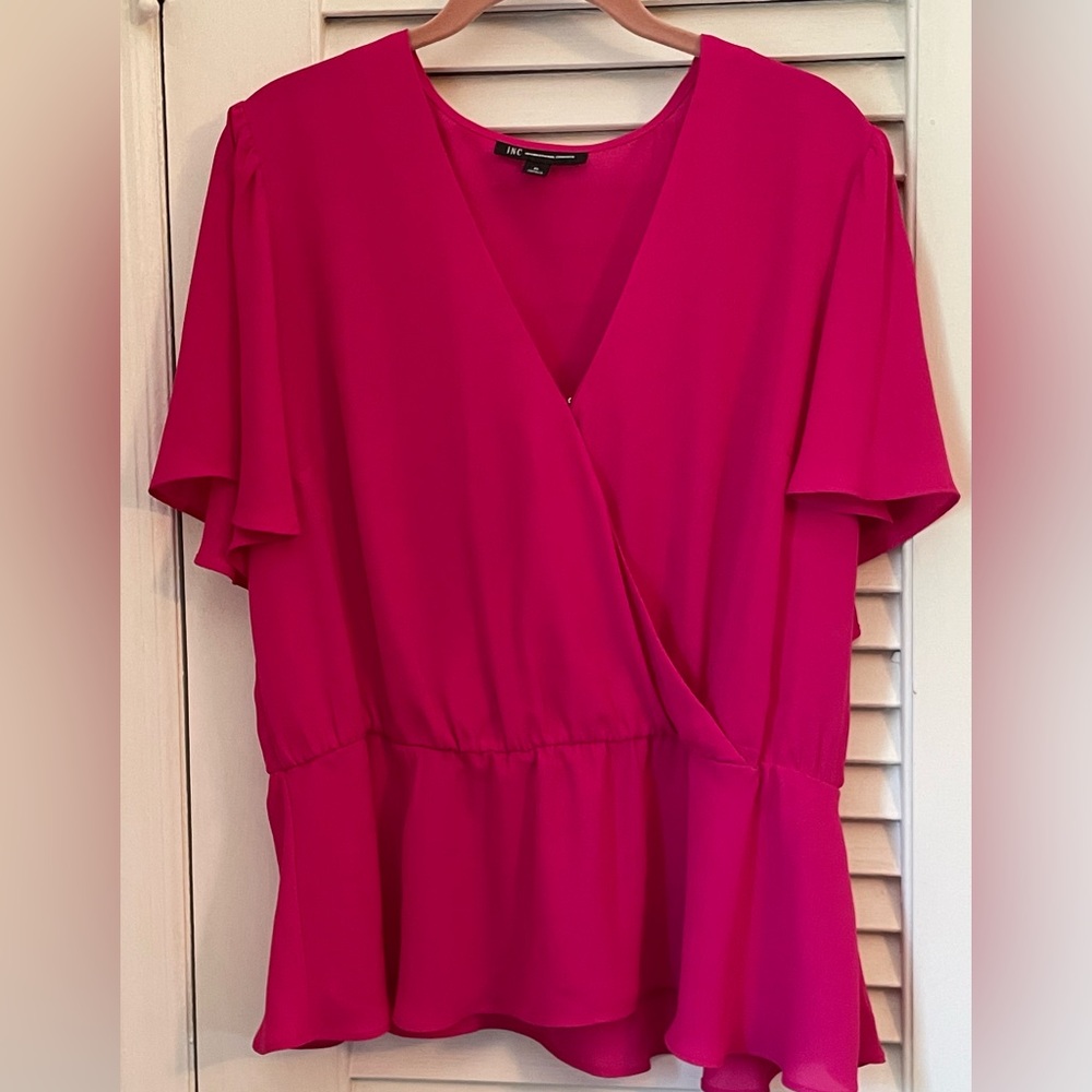INC Pink Peplum blouse XL
